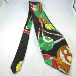 Mens Billiard Balls Necktie by Florence Cue Stick Theme Novelty Tie